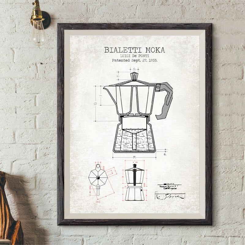 Pôster Quadro Coffee Art - Bialetti Moka Vintage