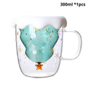 Caneca Árvore de Natal em Vidro Duplo com Tampa