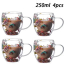 Caneca Flowers Artesanal em Vidro Duplo