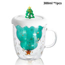 Caneca Árvore de Natal em Vidro Duplo com Tampa