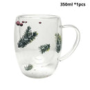 Caneca Pinheirinhos Artesanal em Vidro Duplo