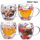 Caneca Pétalas Artesanal em Vidro Duplo