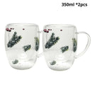 Caneca Pinheirinhos Artesanal em Vidro Duplo