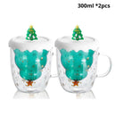 Caneca Árvore de Natal em Vidro Duplo com Tampa