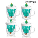 Caneca Árvore de Natal em Vidro Duplo com Tampa