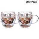 Caneca Pétalas Artesanal em Vidro Duplo