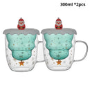 Caneca Árvore de Natal em Vidro Duplo com Tampa