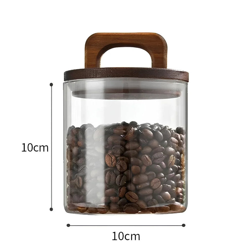 Pote Hermético com Tampa Wood Beans Para Café e Chá