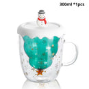 Caneca Árvore de Natal em Vidro Duplo com Tampa