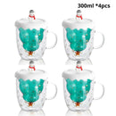 Caneca Árvore de Natal em Vidro Duplo com Tampa