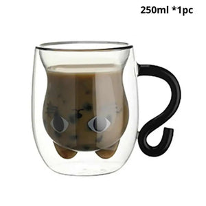 Caneca Miau Artesanal em Vidro Duplo