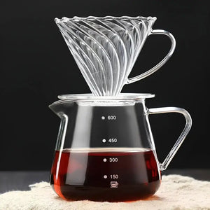 Kit Barista V60 Espiral com Porta-Filtro + Jarra em Vidro Borossilicato