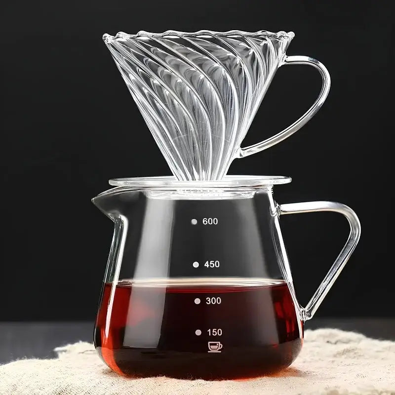 Kit Barista V60 Espiral com Porta-Filtro + Jarra em Vidro Borossilicato