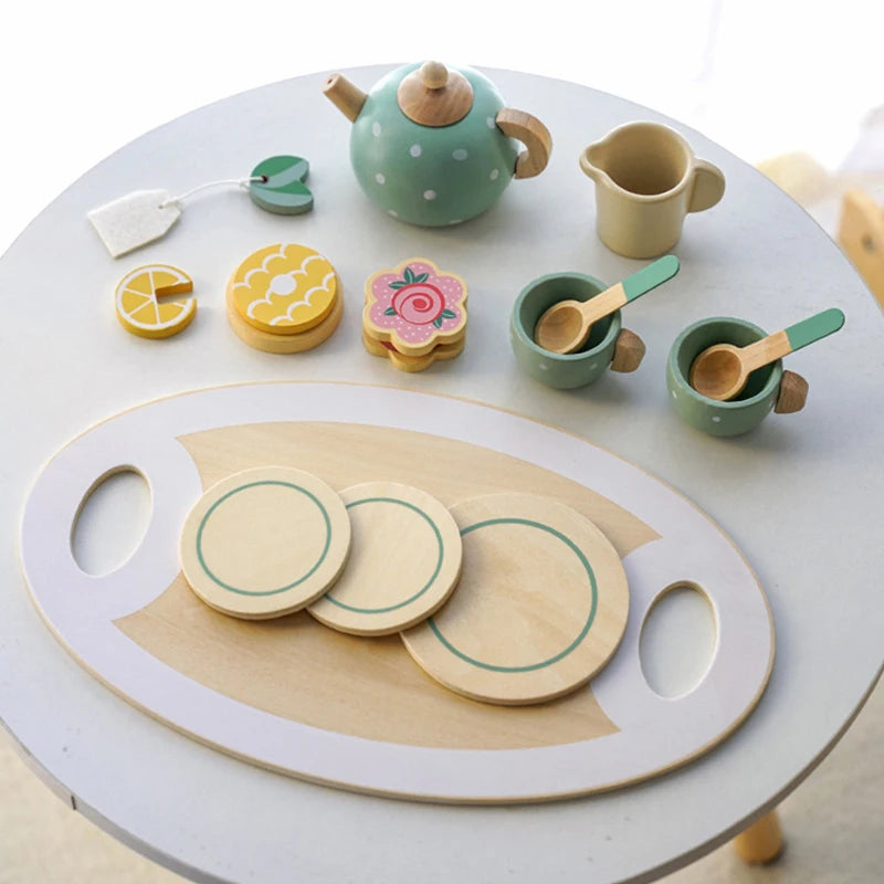 Conjunto Chá da Tarde em Madeira – Brinquedo Educativo com 15 Peças