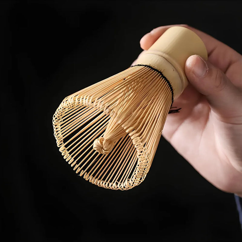 Conjunto Para Matcha em Carâmica e Bambu Com 3 Peças