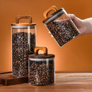 Pote Hermético com Tampa Wood Beans Para Café e Chá