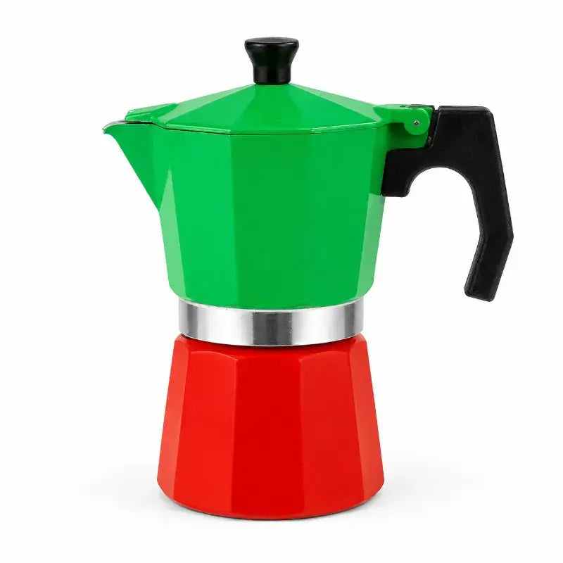Cafeteira Italiana Moka Tradizionale em Alumínio – Verde e Vermelha (150ml ou 300ml)