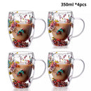 Caneca Flowers Artesanal em Vidro Duplo