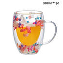 Caneca Pétalas Artesanal em Vidro Duplo