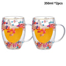 Caneca Pétalas Artesanal em Vidro Duplo