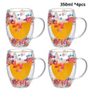 Caneca Pétalas Artesanal em Vidro Duplo