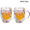 Caneca Pétalas Artesanal em Vidro Duplo