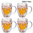 Caneca Pétalas Artesanal em Vidro Duplo