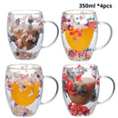 Caneca Pétalas Artesanal em Vidro Duplo