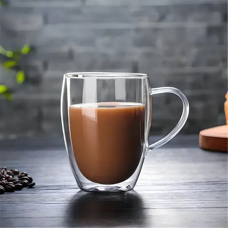 Caneca Duo em Vidro Borossilicato Parede Dupla com Alça
