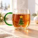 Caneca Árvore de Natal Artesanal com Miniatura 3D em Vidro Borossilicato