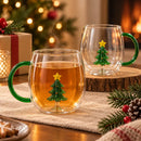 Caneca Árvore de Natal Artesanal com Miniatura 3D em Vidro Borossilicato