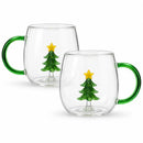 Caneca Árvore de Natal Artesanal com Miniatura 3D em Vidro Borossilicato