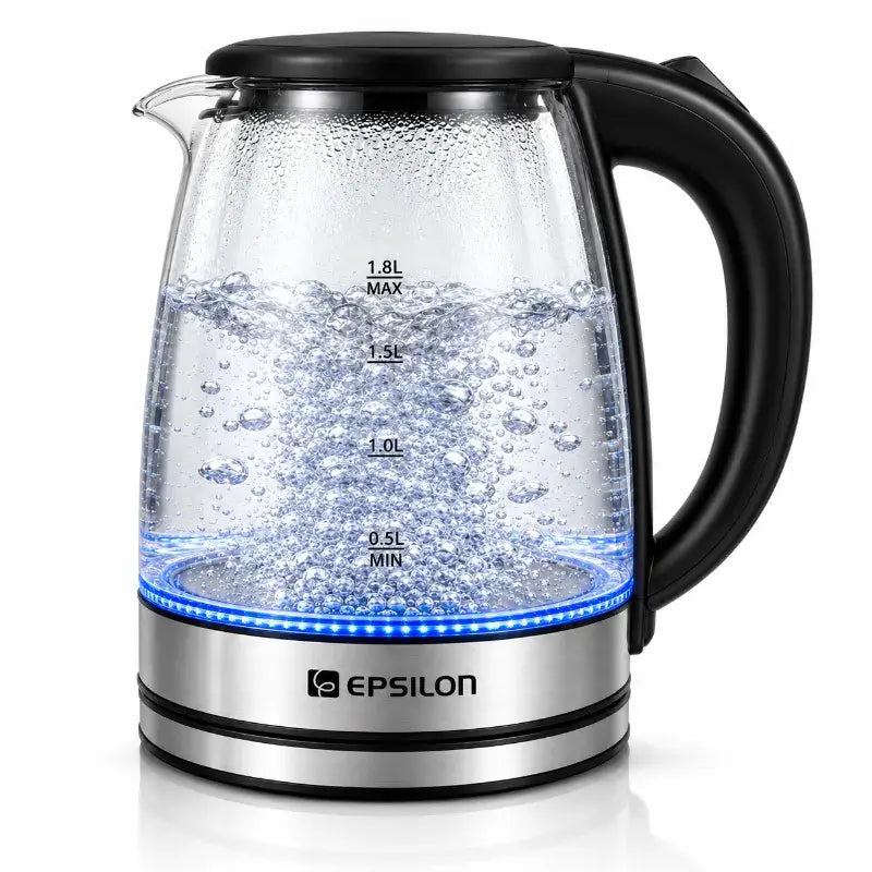 Chaleira Elétrica de Vidro com LED Azul 1,8L