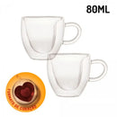 Kit Canecas Coração em Vidro Duplo - 80ml