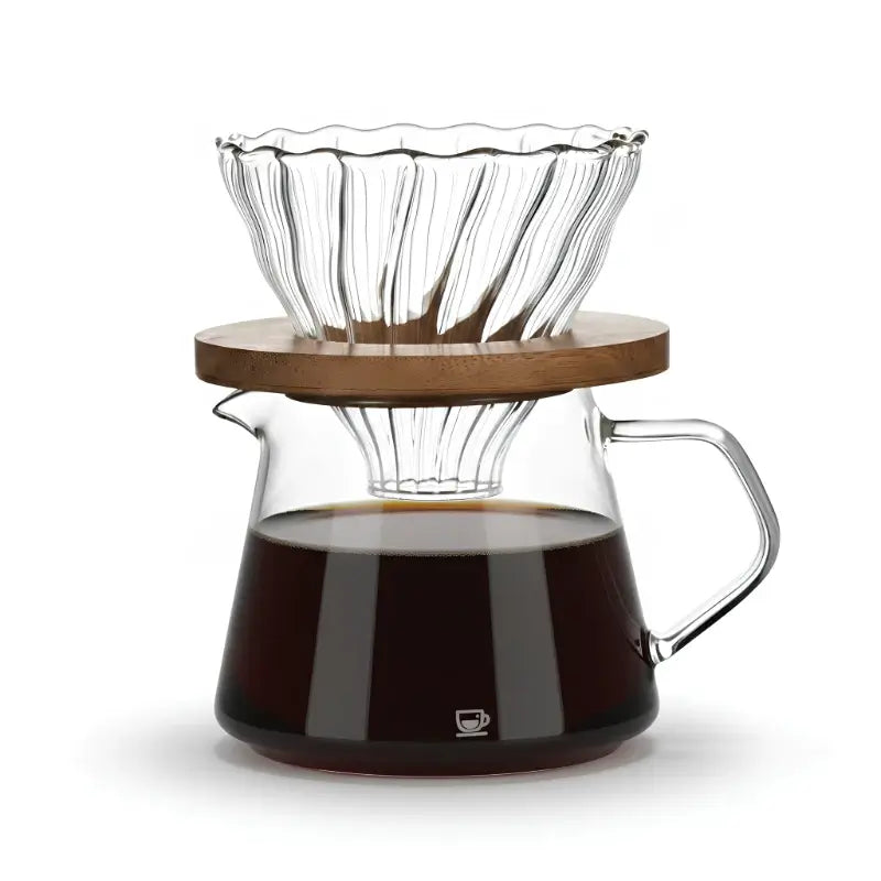 Kit Barista V60 Wood – Porta Filtro Espiral, Suporte de Madeira e Jarra 600ml