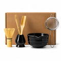 Kit Premium para Matcha Japonês 6 Peças | Chawan Cerâmica com Bico, Chasen Bambu, Peneira Inox, Chashaku e Espátula
