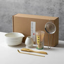 Kit Premium para Matcha Japonês 6 Peças | Chawan Cerâmica com Bico, Chasen Bambu, Peneira Inox, Chashaku e Espátula