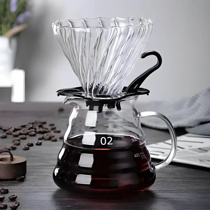 Kit Barista V60 Para Preparo de Café — Jarra 600ml + Porta Filtro em Vidro