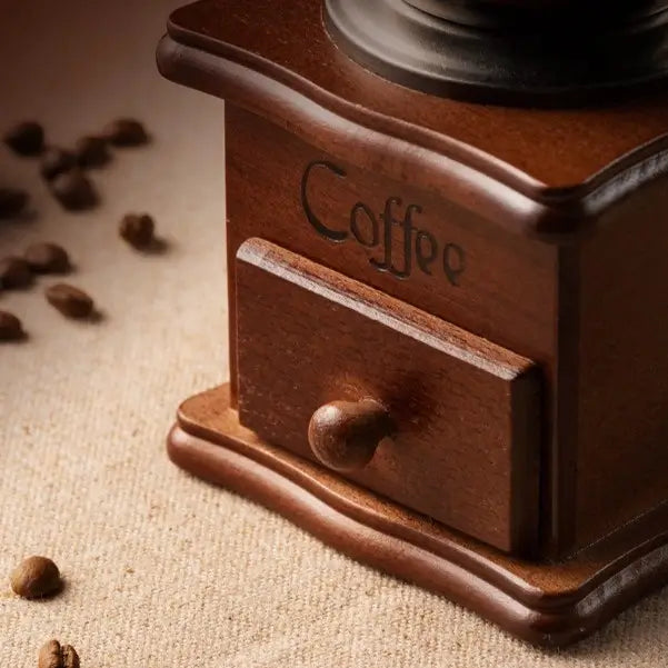 Moedor de Café Manual em Madeira e Aço Inox Estilo Retrô