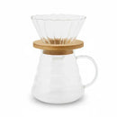 Kit Barista Cristal Wave – Porta Filtro V60 + Jarra 600ml + Suporte em Bambu