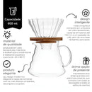 Kit Barista Cristal Wave – Porta Filtro V60 + Jarra 600ml + Suporte em Bambu