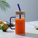 Caneca Square em Vidro e Madeira + Canudo de Vidro BRINDE!