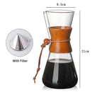 Cafeteira Estilo Chemex em Vidro com Filtro Inox