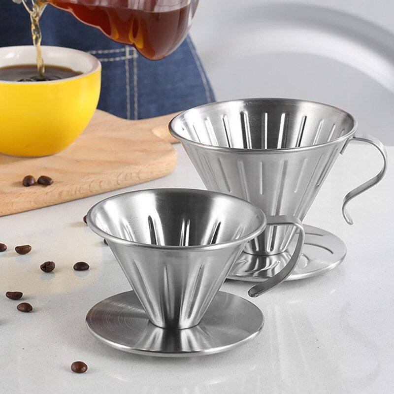 Porta Filtro V60 em Inox - Tamanhos Hario 01 e 02