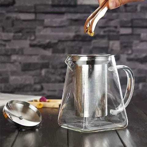 Jarra para Chá com Infusor Square em Vidro Temperado