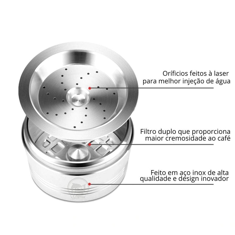 Cápsulas Reutilizável em Inox para Três Corações