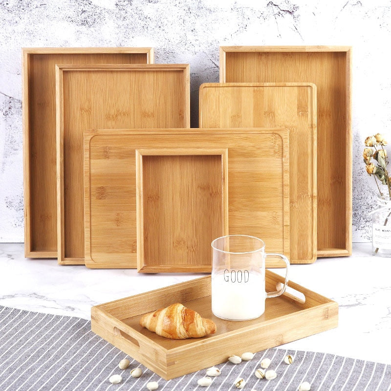 Bandeja Retangular Bamboo Artesanal