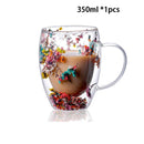 Caneca Flowers Artesanal em Vidro Duplo