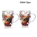 Caneca Flowers Artesanal em Vidro Duplo