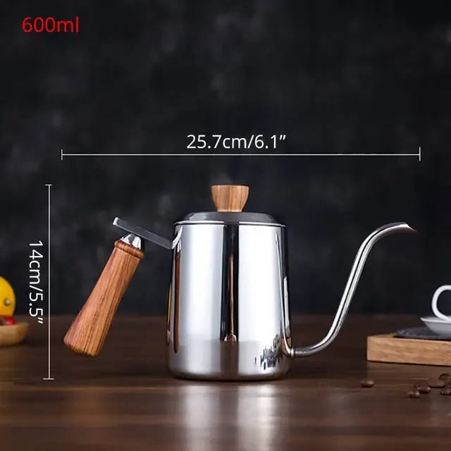 Chaleira Pescoço de Ganso Gooseneck Wood Inox
